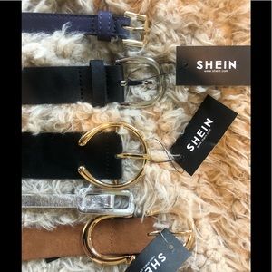 NWT SHEIN belts + silver and purple skinny belts